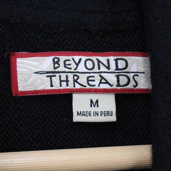Beyond Threads Cardigan Sweater Womens Black Open Front Knit Made In Peru Size M - Picture 6 of 9